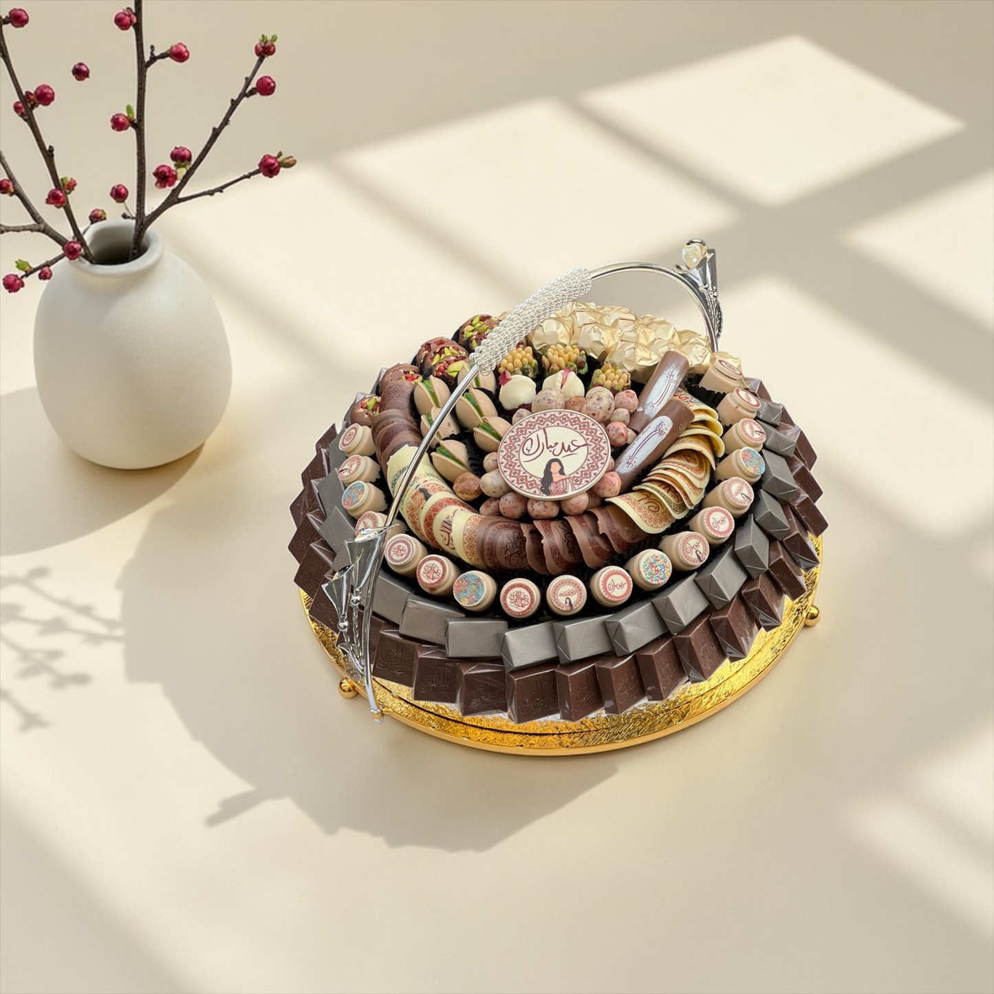 Luxury Belgian Chocolate Golden Platter | صحن ذهبي فاخر مع تشكيلة شوكليت بلجيكي