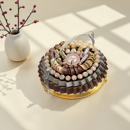 Luxury Belgian Chocolate Golden Platter | صحن ذهبي فاخر مع تشكيلة شوكليت بلجيكي