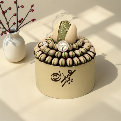 Pistachio Chocolate Mold Platter with Large Chocolate Egg | صحن جلد مع قالب شوكليت الفستق وبيضة شوكليت كبيرة