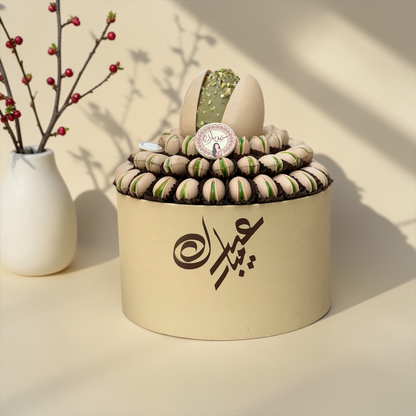 Pistachio Chocolate Mold Platter with Large Chocolate Egg | صحن جلد مع قالب شوكليت الفستق وبيضة شوكليت كبيرة