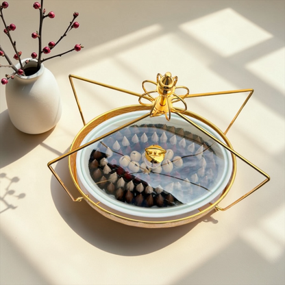 Eid Feuilletine Chocolate Cone Gold Platter | صحن ذهبي فاخر مع شوكليت الكون بالفياتين بثيم العيد