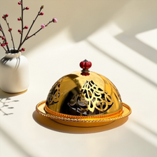 Eid Chocolate Porcelain Platter with Stainless Steel Lid | صحن بورسلين مع غطاء ستانلس فاخر لشوكليت العيد