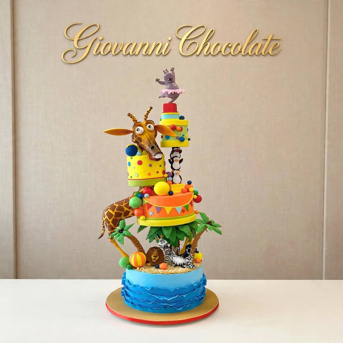 Tiered jungle-animals kids cake – Giovanni Chocolate UAE