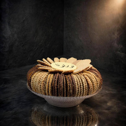 Crystal fan-shaped plate with chocolate-covered sesame treats – 4 | صحن كريستال بتصميم المروحة يحتوي على سمسم بالشوكليت – 4