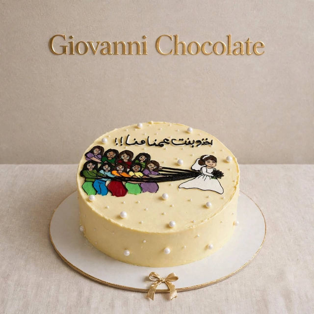 Illustrated bridal-party cake – Giovanni Chocolate UAE