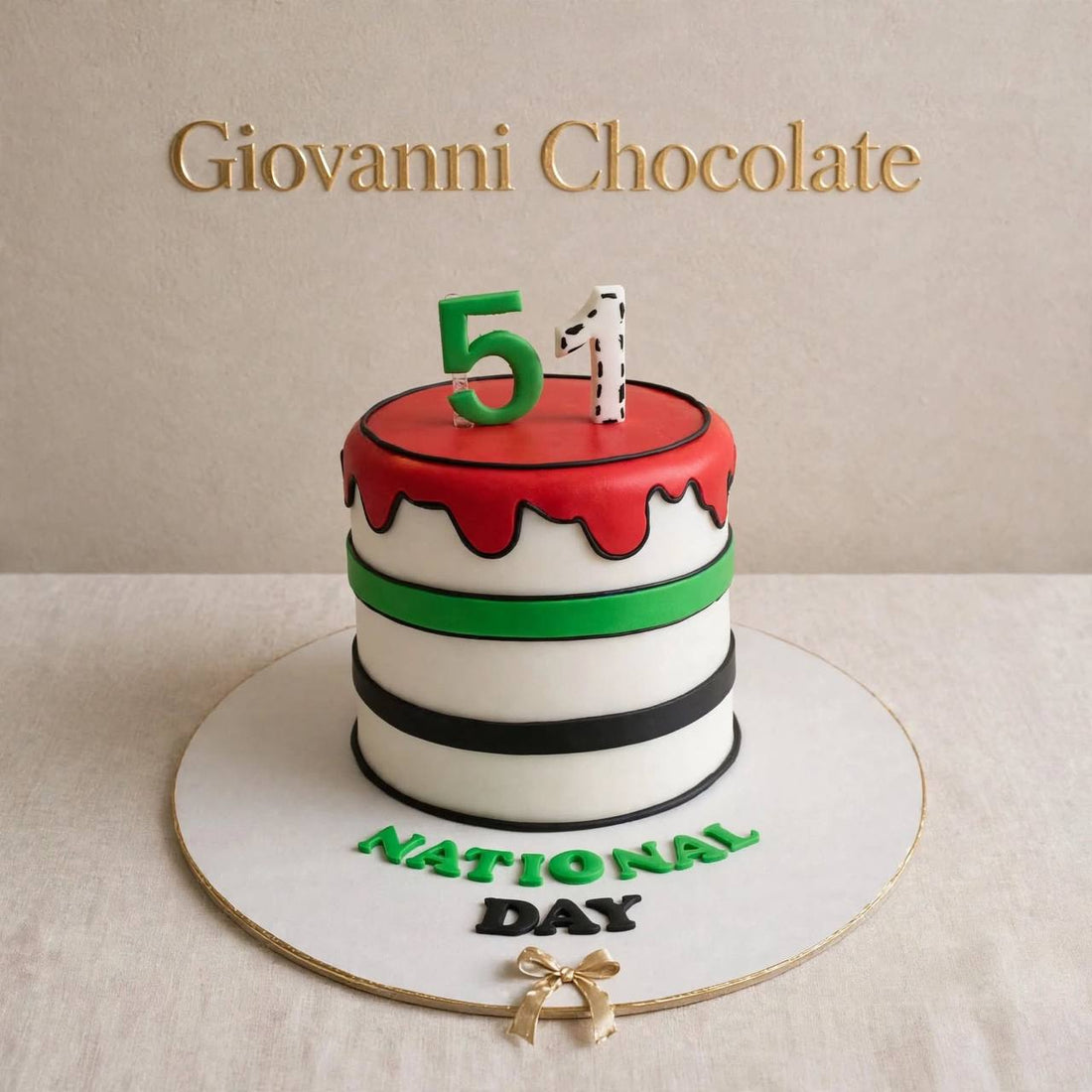 National Day 51 flag-colour cake – Giovanni Chocolate UAE
