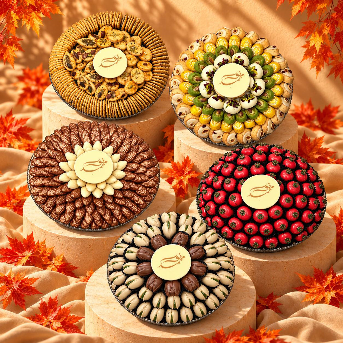 Giovanni Amber luxury chocolate assortment on crystal plates | تشكيلة جيوفاني أمبر الفاخرة من الشوكولاتة على صحون كريستال
